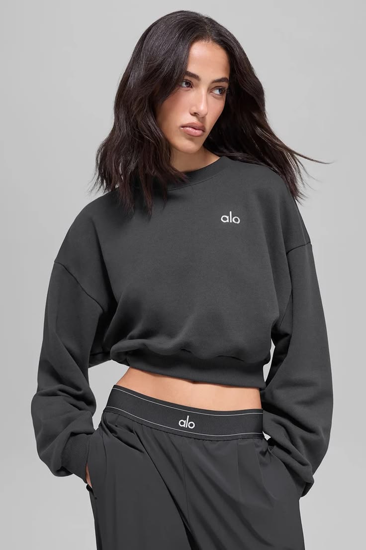 Cropped charcoal crewneck