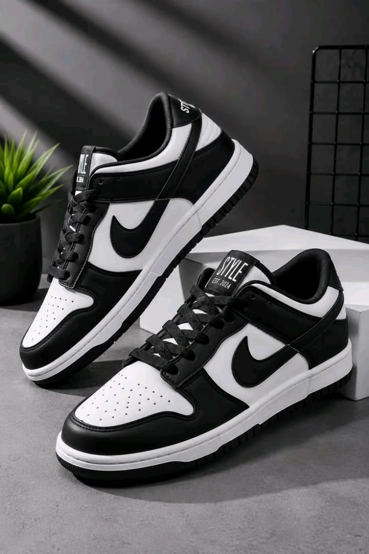 Black and white low-top Nike sneakers